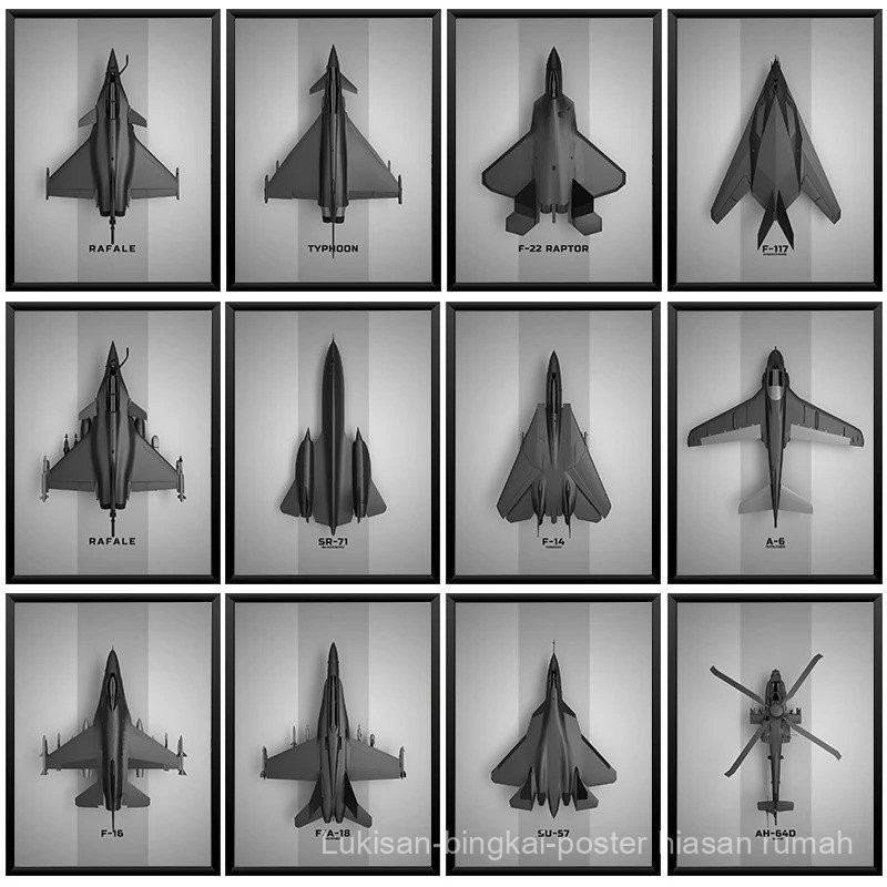 Minimalist Military Aircraft Poster Prints For Living Room Home Decor F22 Raptor Antonov JU-288 Rafale Canvas Painting Wall Art