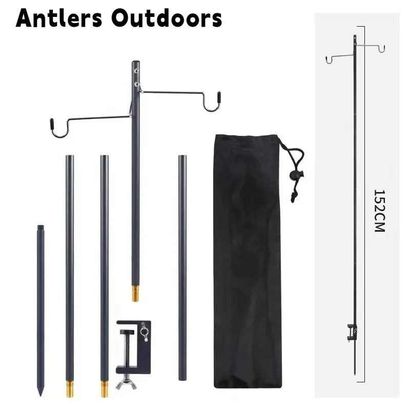 Antlers Outdoors Camping Lantern Stand Detachable Aluminium Alloy Light Hangers Lighting Lantern Holder Outdoor Hiking Fishing Equipment