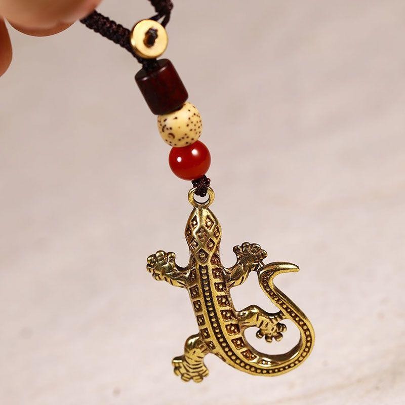 Pure Copper Keychain Jewelry Pendant Men Women High-End Car Keychain Pendant Gecko Ethical Shelter Amulet g