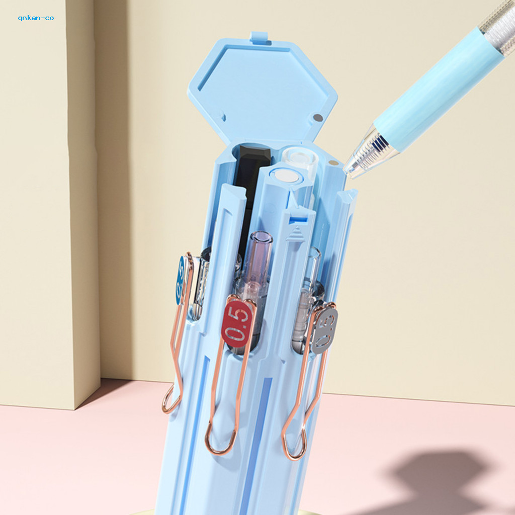 Versatile Have qnkan Durable Pen Case Stationery Organizer Hexagonal Card Slots Independent Holder Portable Penci Rel... - Image 2