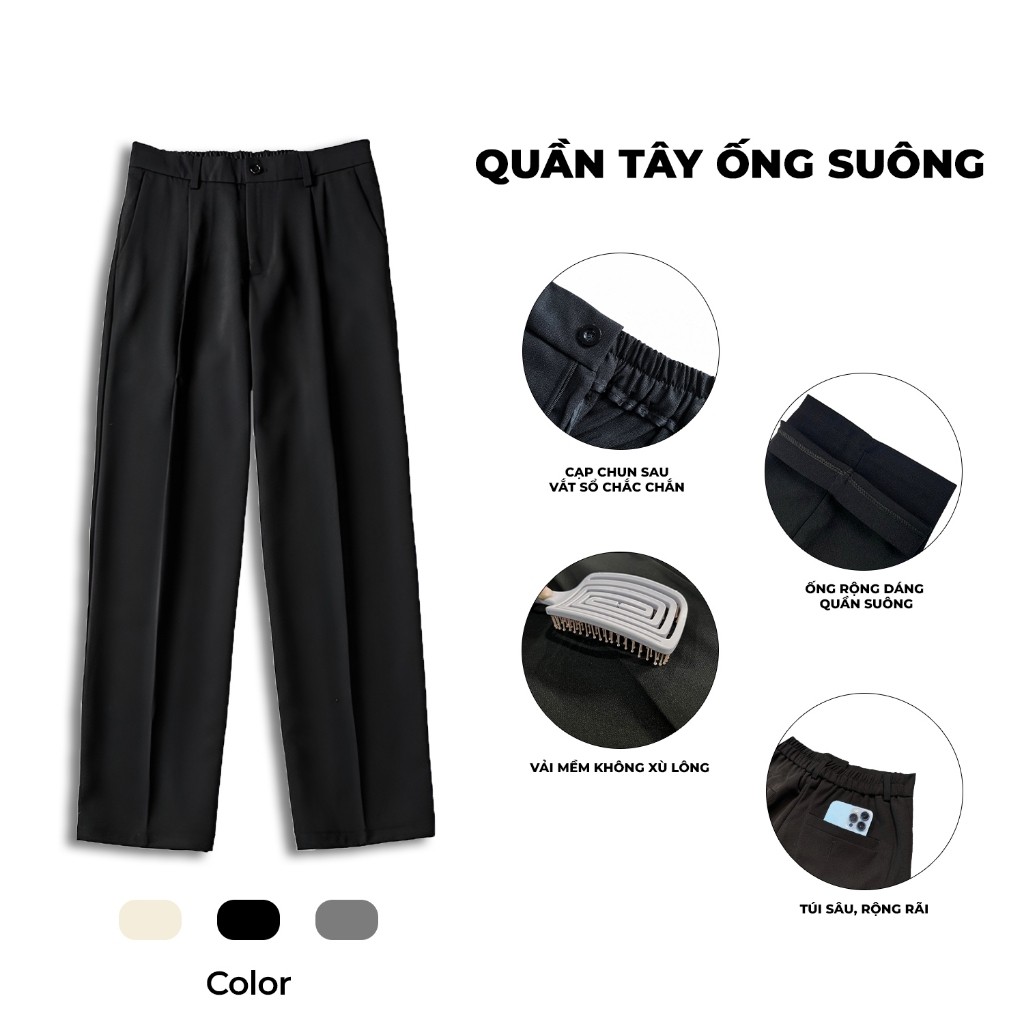 Durable Premium Men's Straight-Leg Trousers Elastic Waist Back Overbearing Casual Pants Lightweight Breathable Str Pu... - Image 5