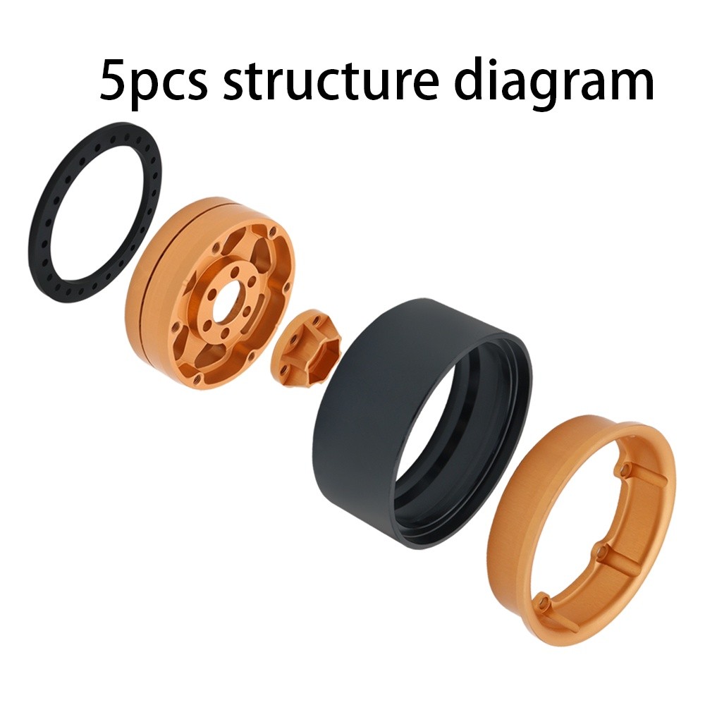 MYHRC CNC Aluminum Alloy 1.9 Inch Beadlock 6 Stripes Wheel Hub Rim for 1/10 RC Crawler Axial SCX10 II 90046 TRX4 Redcat