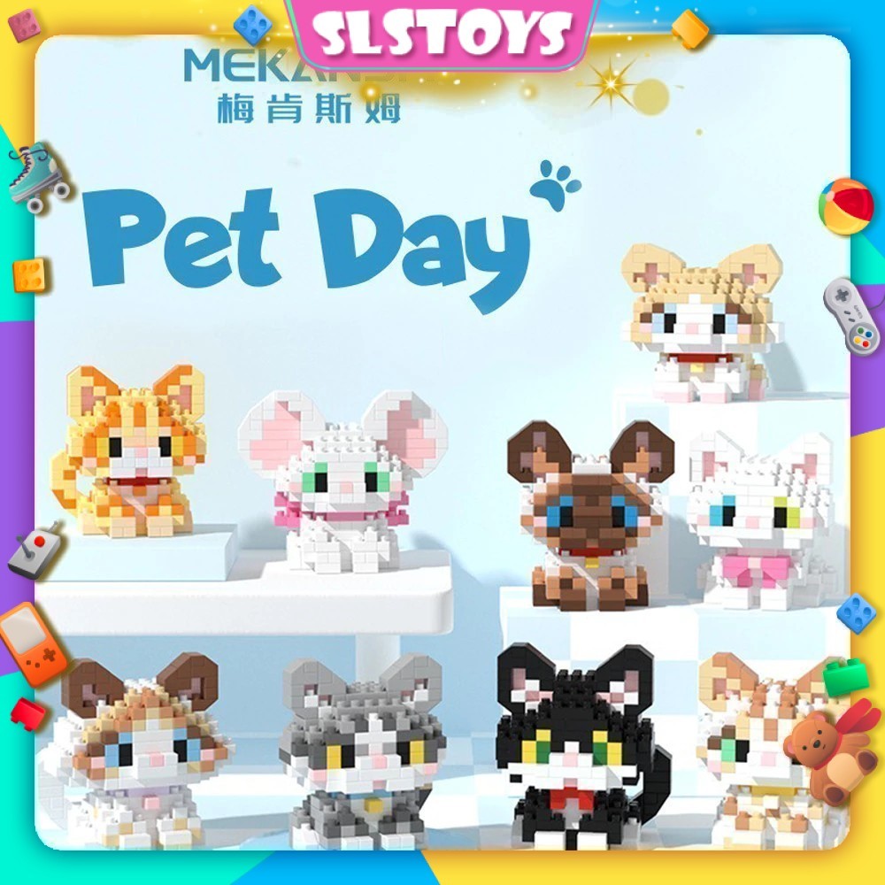 Mekansm Block Pet Day Cute Animal Cat Series Design Gift Decoration Creative Building Brick Toy Boy Girl