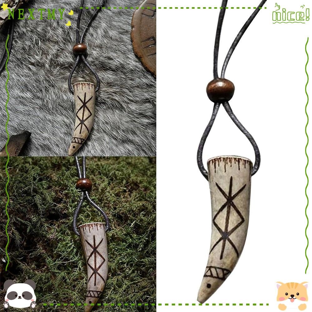 NEXTMY Antler Pendant, Handcrafted Personality Viking Rune Pendant Necklace, Creative GIft Vintage Jewelry Accessories