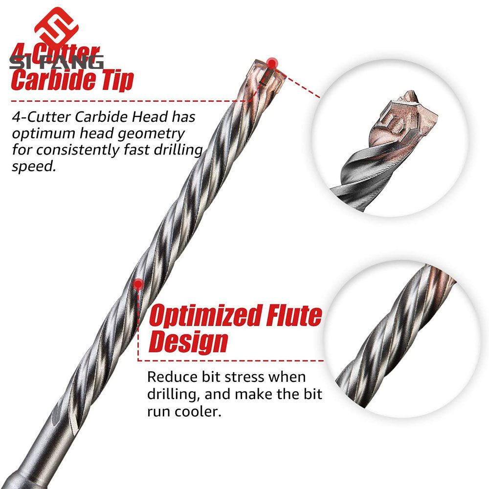 DIY Duty SI FANG 350mm SDS+ Plus Hammer Masonry Drill Bit Carbide Cross Tip Concrete Impact Cordless Rotary Tool Bric... - Image 4