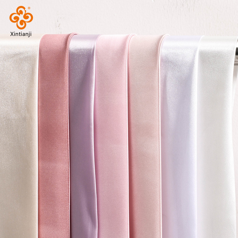 High-density Stretch Silk Satin Fabric Solid Color Diy Cheongsam Dress Hanfu Imitation Silk Elastic Clothing Fabric 0.5 Meters