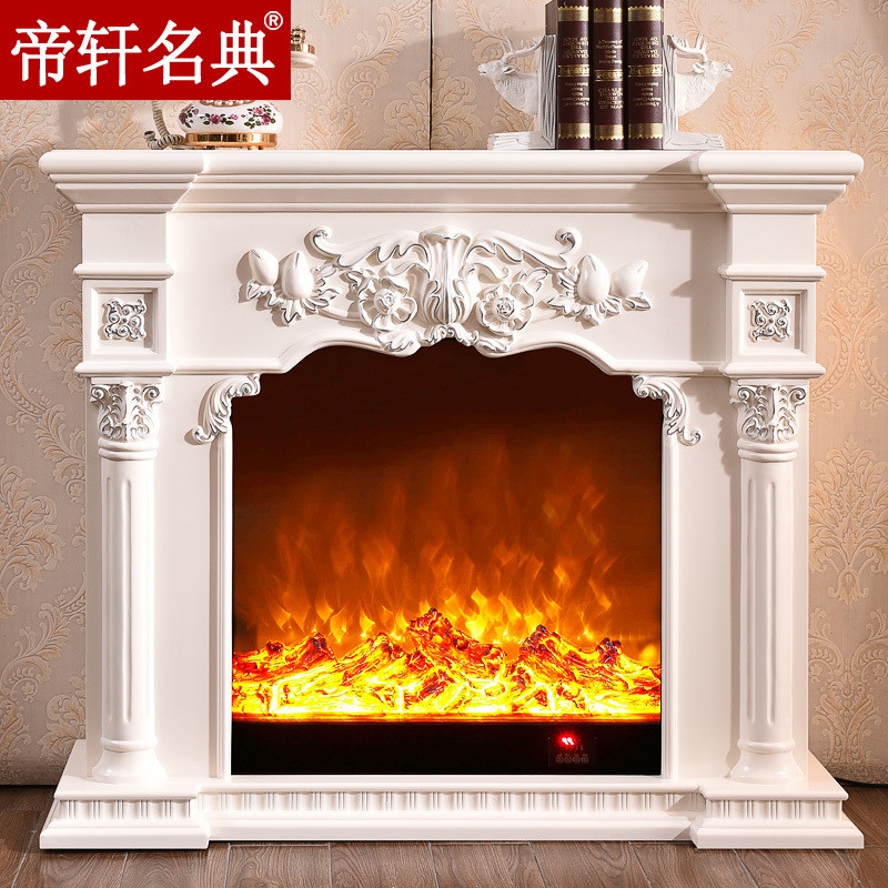 European Style Fireplace 1/1.2/1.5m Solid Wood American Living Room Electric Fireplace Decoration White TV Fireplace Cabinet