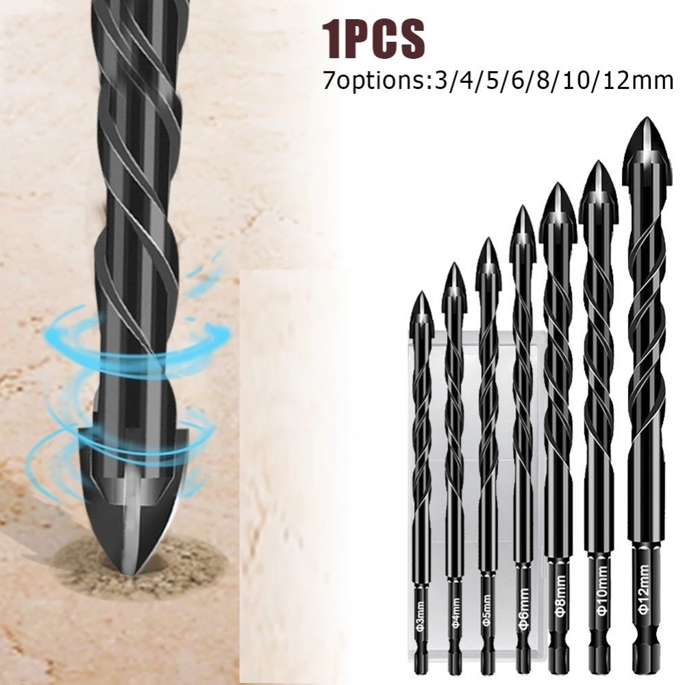 DIY Repair Drill Bit Perforated Ceramic Cross Hexagonal Shank Spiral Triangle Wood Tool - Image 5