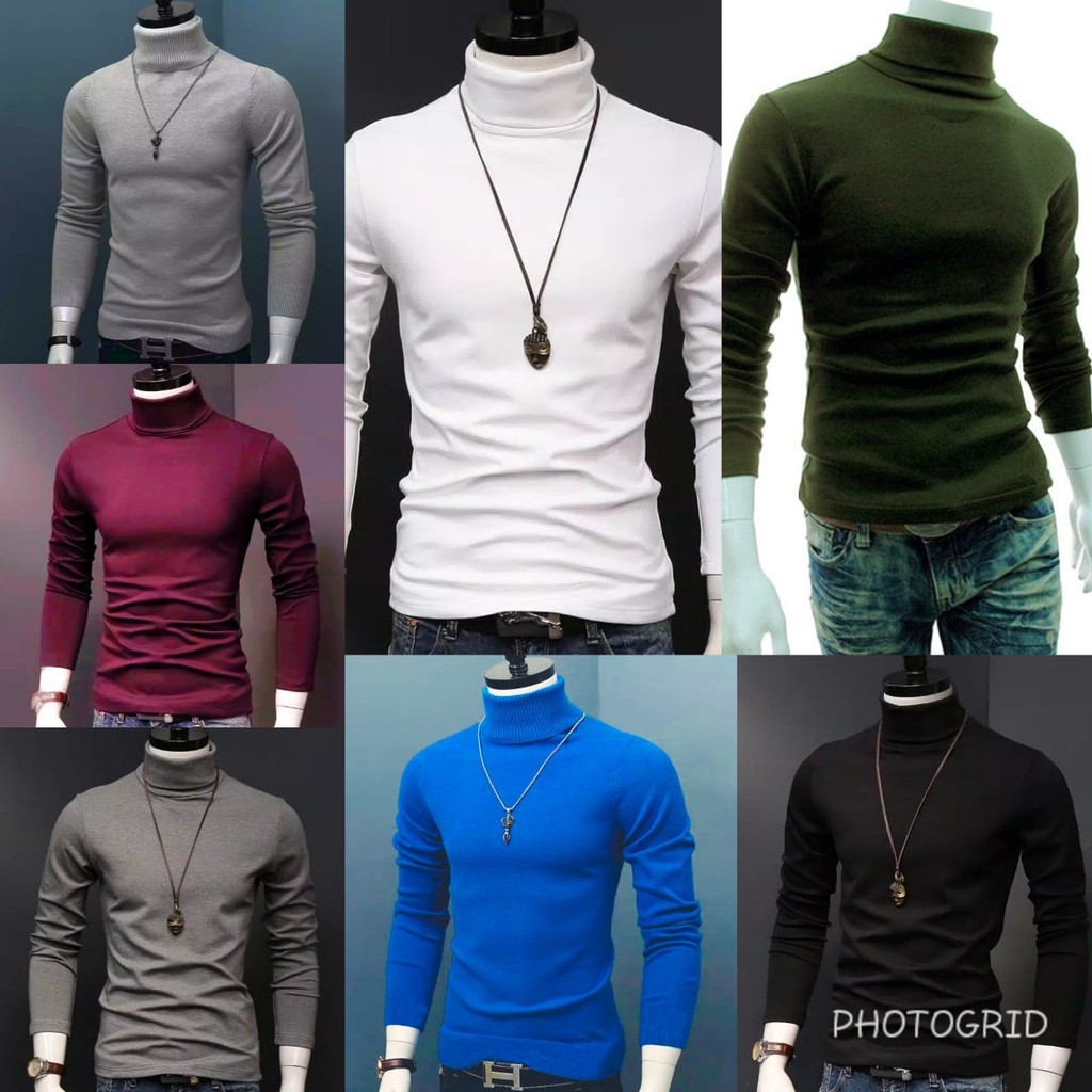 Versatile Durable Turtleneck T-Shirt Men Women High Collar Long Sleeve Rib Premium Turtle Neck Have - Image 4
