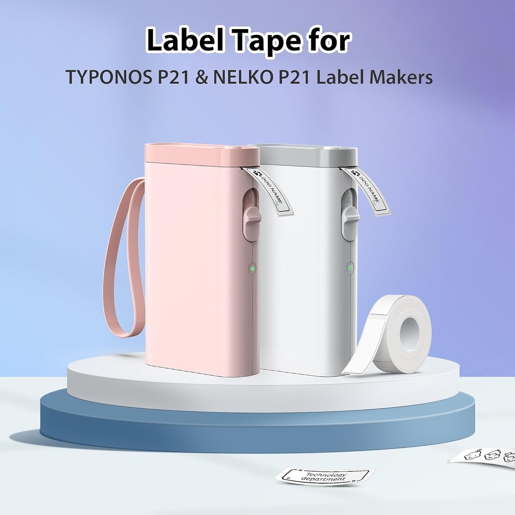 P21 Label Maker Tape hitam pada putih 14x40mm(0.55 "x 1.57"), disesuaikan NELKO P21 Label pencetak kertas Standard Laminated 180 Label/Roll, penggunaan pita Label putih untuk pejabat, sekolah dan rumah