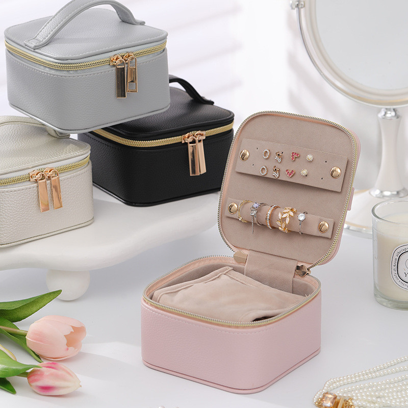 Jewelry Box New Style Multicolor Jewelry Box Portable Jewelry Necklace Storage Box Earrings Ring Bracelet Jewelry Box Pink Jewelry Box European American Style Jewelry Box Light Luxury Portable Jewelry Box Compartment Jewelry Box Korean Flannel Jewelry Box