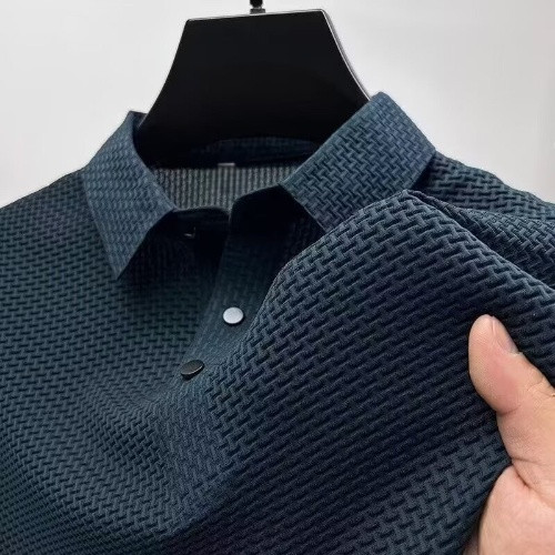 【Tempat Malaysia】CLIFF men baju polo lelaki Bahagian atas bernafas mesh nipis Keselesaan kasual Lapel Pendek Musim Panas