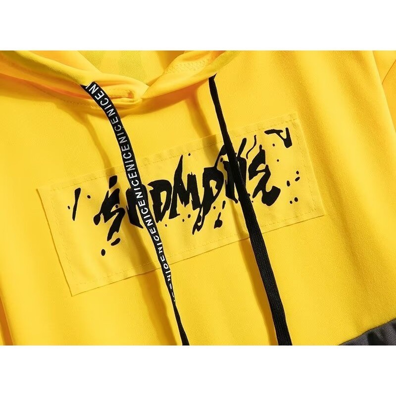 Quality Durable Short Sleeve t-Shirt Men Summer New Style Trendy ins Splash Ink Hooded Fake Sweatshirt Ice Silk Stree...