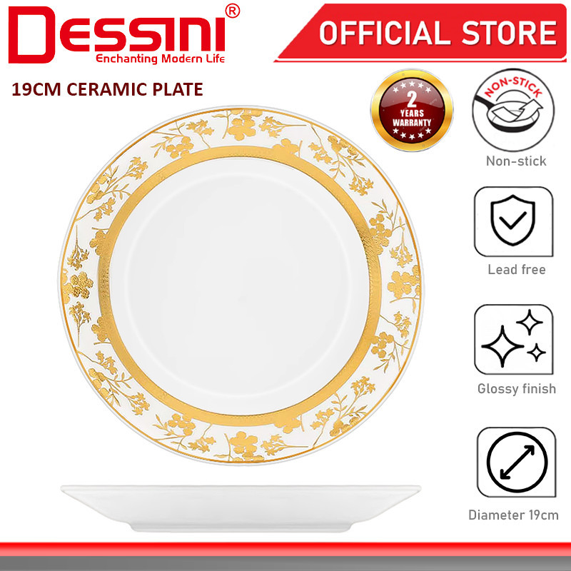 DESSINI ITALY 7.5 Inch Ceramic Serving Plate Dish Pasta Salad Dessert Tray Non Stick Snack Platter Dinnerware PINGGAN