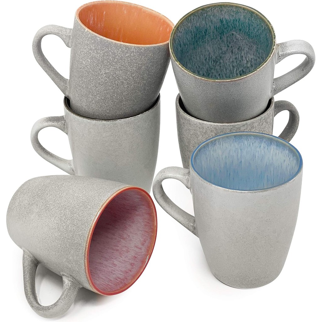 BTaT- Coffee Mugs, Set of 6, 12 oz (350ml), Mugs, Coffee Cups, Mugs for Coffee, Coffee Mug Set, Mug Set, Large Coffee Mugs, Coffee Cups Set, Ceramic Coffee Mug, Coffee Cup Set