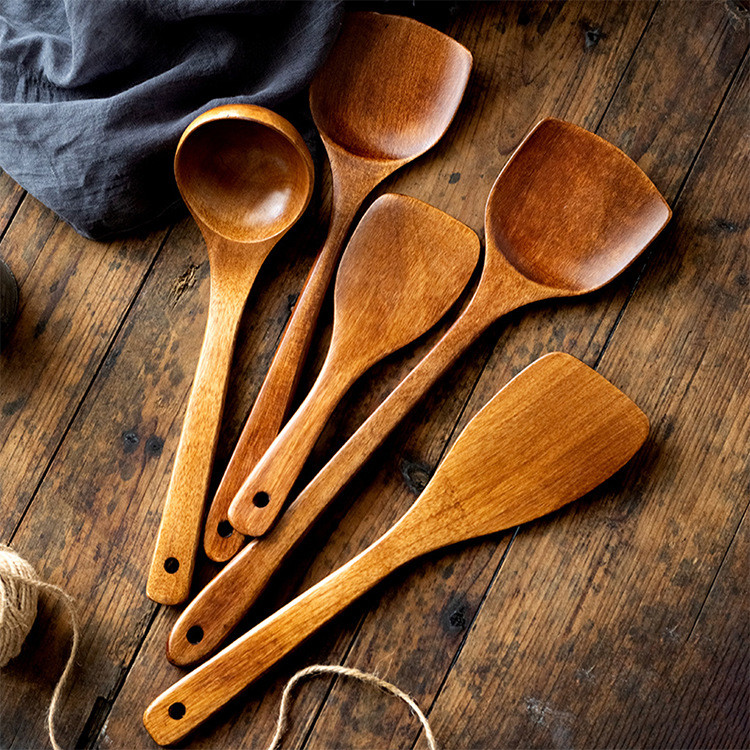 4PCS Set Wood Cookware Utensil for Kitchen Including Spatulas, Ladle, And Rice Paddle, Kitchen Gadgets, Kitchen Stuff, Kitchen Accessories Wood Cookware Cooking Utensil for Kitchen