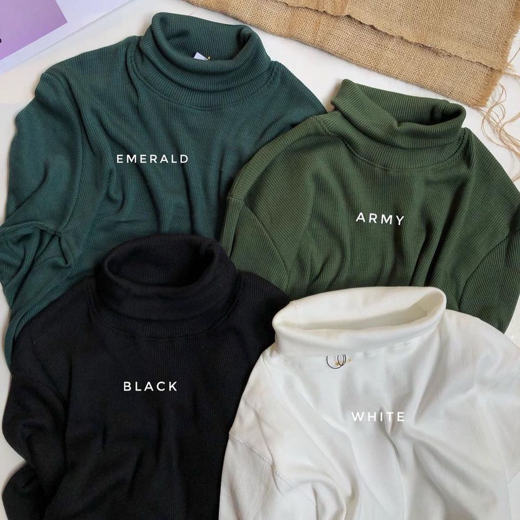 Versatile Durable Turtleneck T-Shirt Men Women High Collar Long Sleeve Rib Premium Turtle Neck Have - Image 2