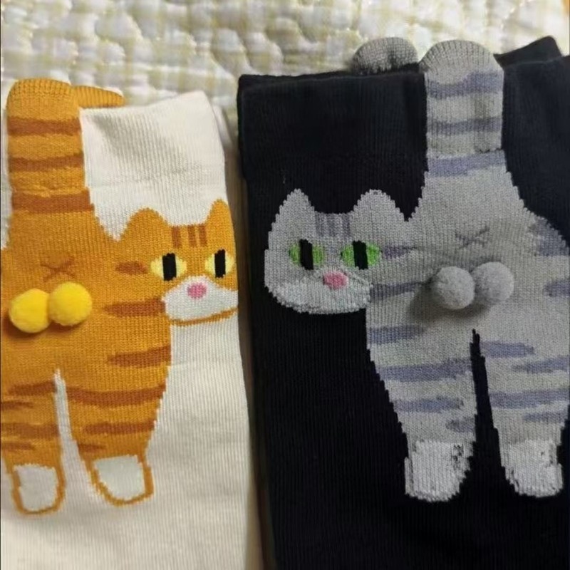 Gifts for cat lovers funny cartoon cat socks breathable comfortable women's cotton socks