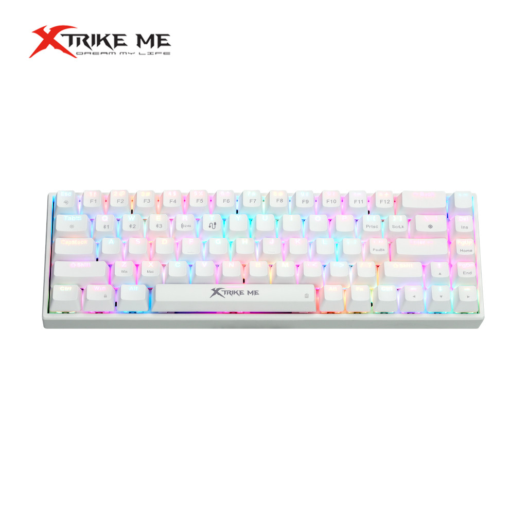 XTRIKE ME GK-993W TRI-MODE WIRELESS MECHANICAL RGB GAMING KEYBOARD - 68 KEYS / 2000MAH / RED SWITCH - WHITE