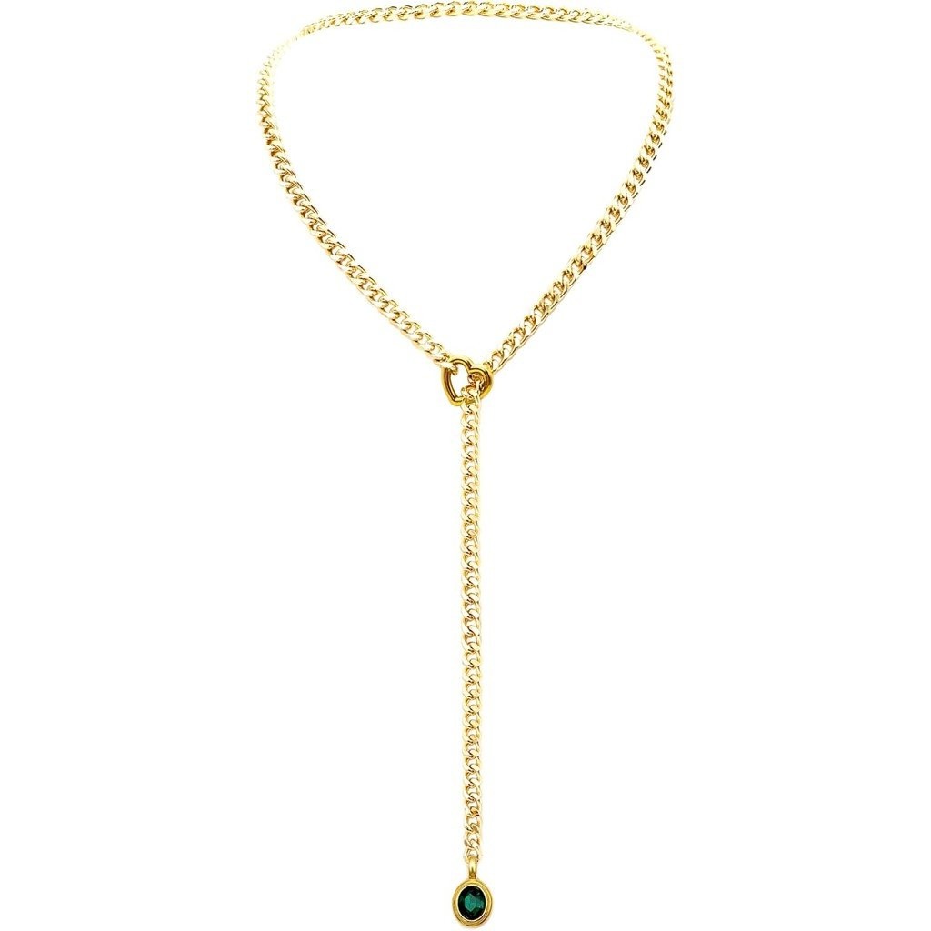 Kalung Rantai Slip Jantung untuk Wanita, Rantai Emas Cuba dengan Cincin O Jantung Boleh Tanggal, Loket Kristal Berkilauan, Kalung Y Boleh Laras, Barang Kemas Kenyataan Cantik.