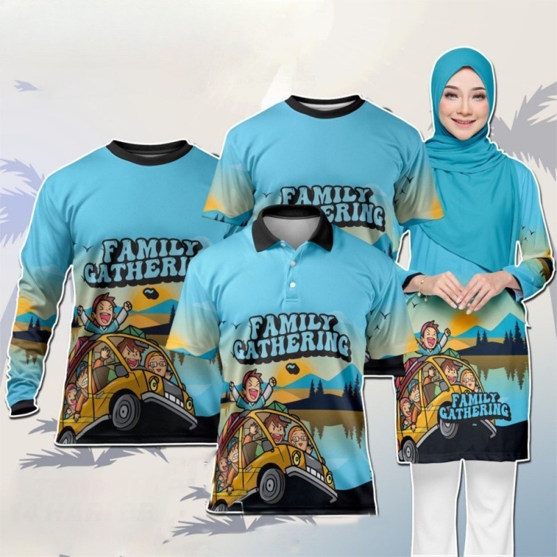 Summer Family Day Blue Vacation Travel Parent-child Outfit Vintage Fully Sublimated Printed T-shirt Jersey Family Gathering Clothing Microfiber Jersey