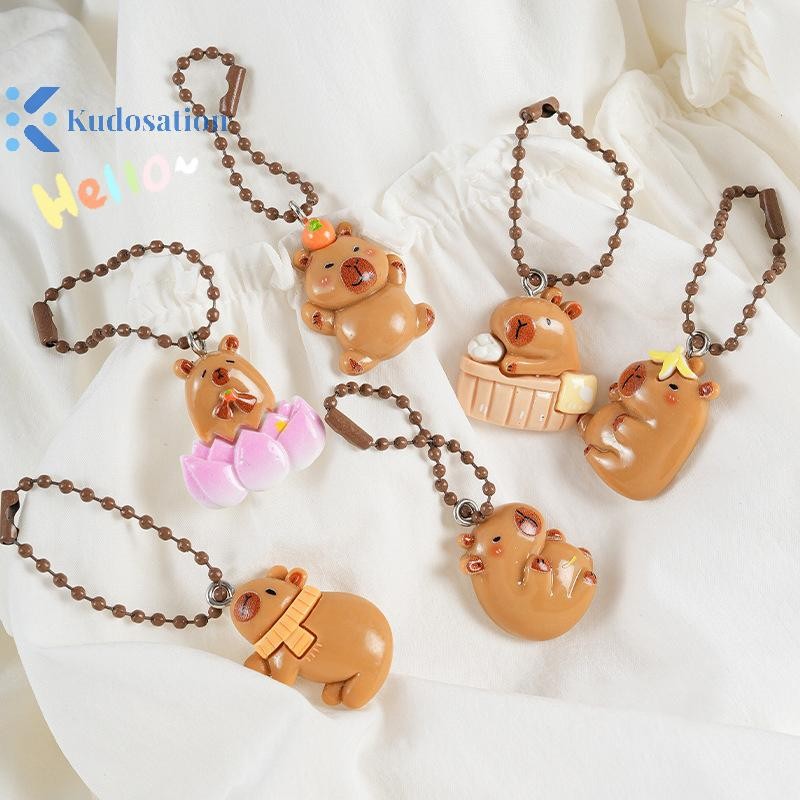 Kudosation Cartoon Capybara Keychain Cute Cars Key Ring Backpack Pendant Decoration Accessories Gifts