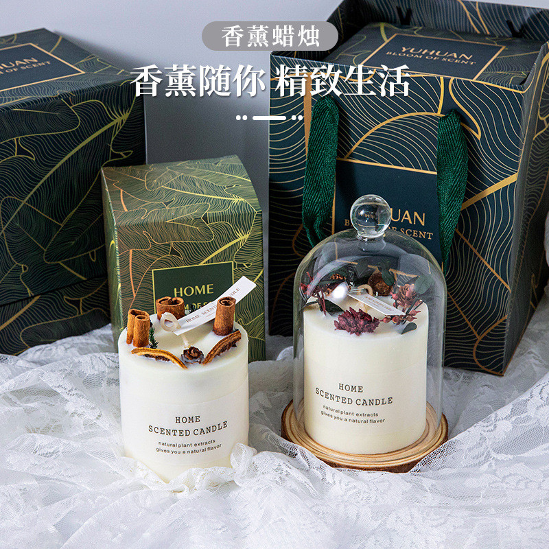 EASY WEARHOUSE Dried Flower Scented Candle Floral Aromatherapy Birthday Gift Bedroom Fragrance Christmas Decoration