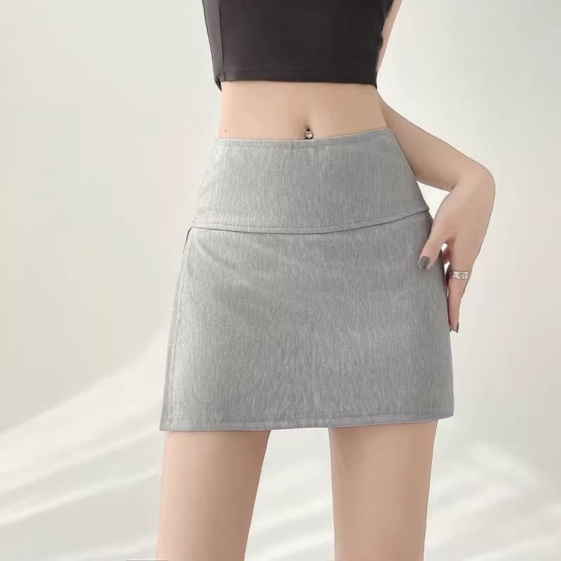 Korean Elastic High Waist Split Yoga Women Casual Short Skort & Outdoor Apparels Slim Hot Sale Safety Sport Short Skirt & Bottom Celana kulot pendek kasual wanita belah pinggang tinggi elastik korea P