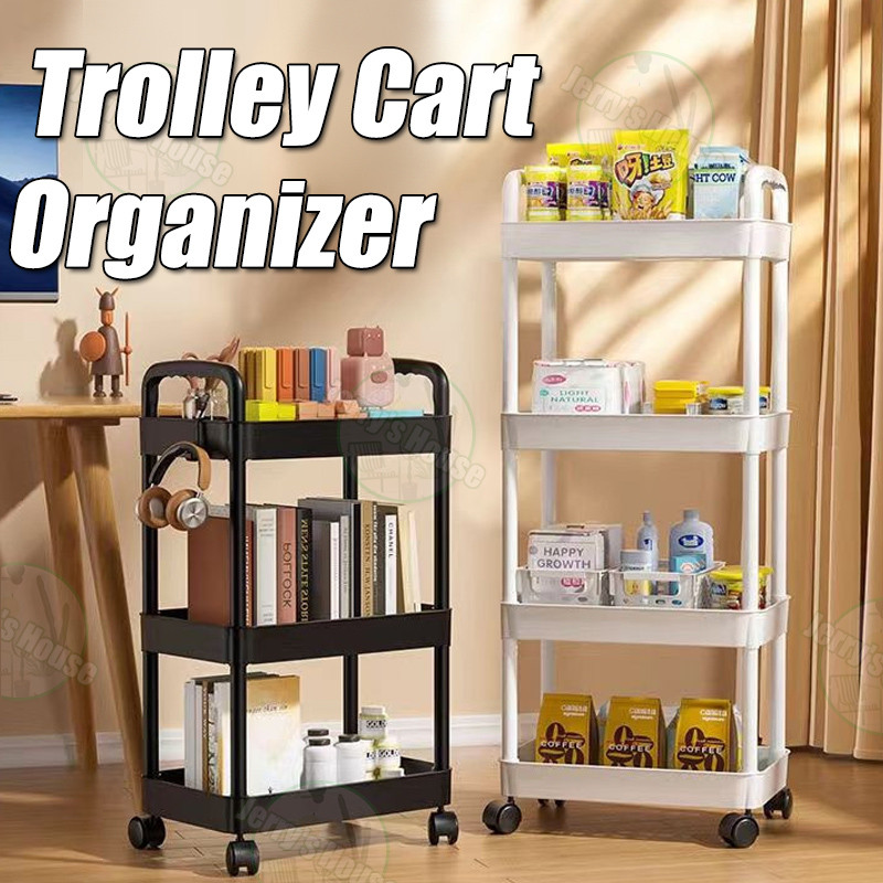 3 Layers Trolley Living Room Trolley Cart Organizer Storage Shelf on Wheels