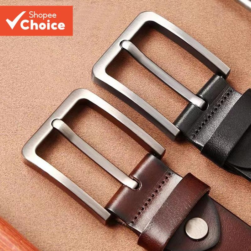 Vintage Men's Genuine Leather Belt Classic Pin Buckle Strap In Black Coffee For Casual Dress Valentine Gift