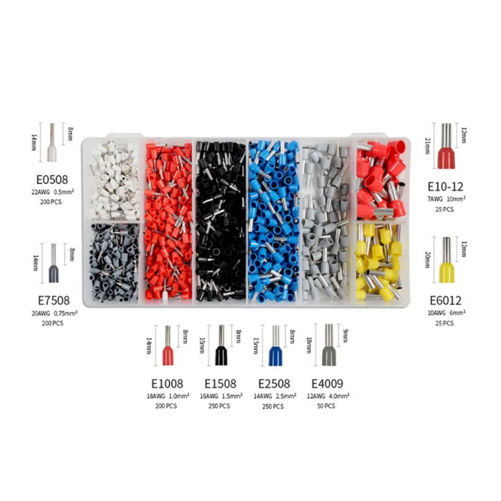 Durable Quality 1200pcs Wire Ferrules Connectors Terminals Kit Assortment Ferrule Connector Insulated Cord Pin End AW... - Image 4