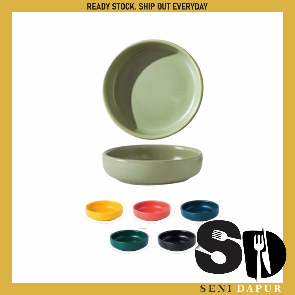 SD Korean Style 100ml Saucer Small Bowl Round Mini Ceramic Dish Plate Pinggan Kaca Sos kecil Comel 9cm Diameter