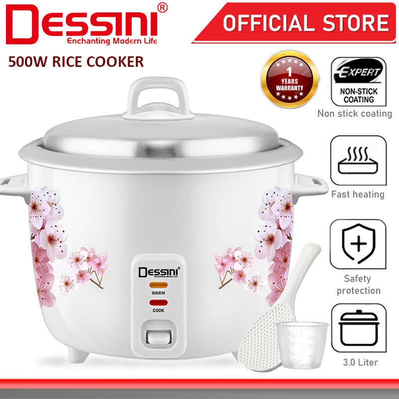 DESSINI ITALY 3.0L Electric Rice Cooker Non Stick Aluminium Inner Pot Soup Warmer Multicooker Pengukus Periuk Nasi