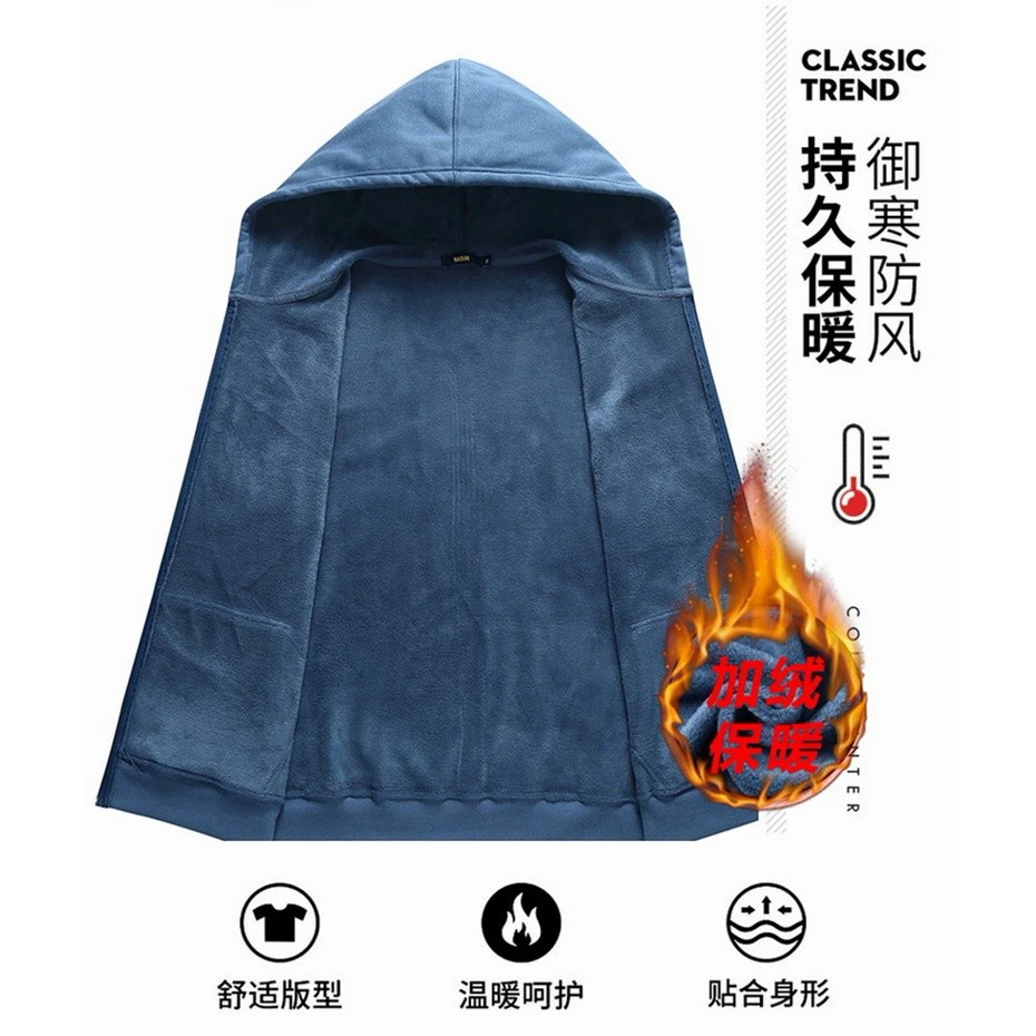 Durable Essential ASFLY Plus Size 10XL 12XL Hoodie Men Autumn Winter Fleece Hoodies Solid Color Zipper Up Big Men's C... - Image 3