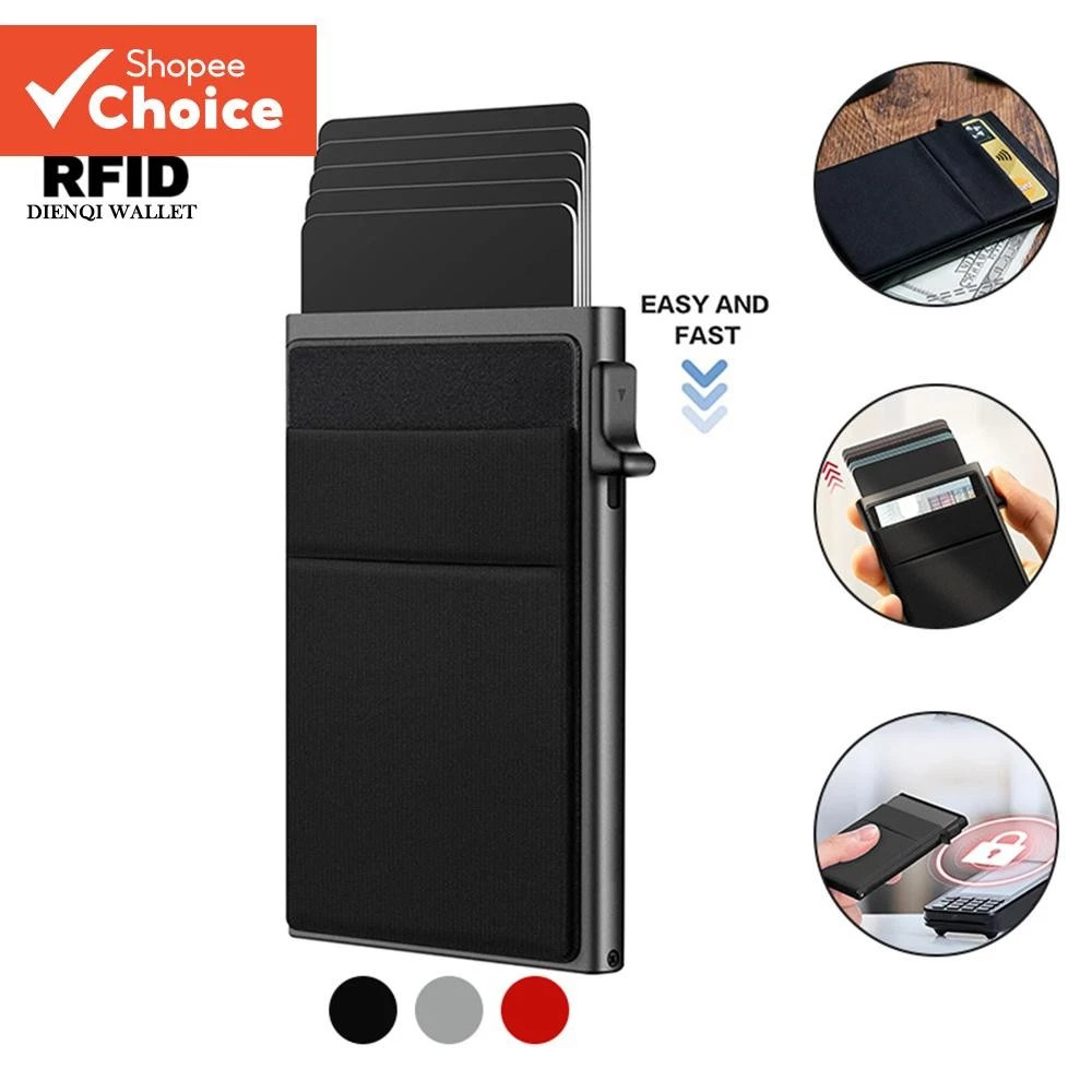 RFID Blocking Anti-Theft Card Holder Aluminum Pop-Up Wallet for Men Minimalist Business Lightweight Money Clip