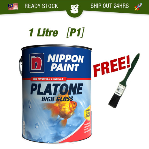 1L (P1) NIPPON PAINT Platone High Gloss Wood Metal Oil Based Interior Exterior Cat Minyak Kayu Besi Kilat 油漆