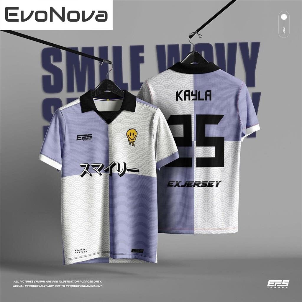 【Free Custom Name & Number】EvoNova Retro Collar Jersey TSHIRT VIRAL Baju Raya 2024 Unisex V2 Fresh Design Sublimation Team Wear T-shirt