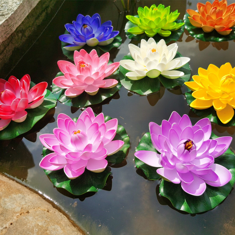 10cm Lotus Artificial Flower EVA Floating Fake Lotus Plant Water Lily for Pond Garden Home Decoration Buddhist Offerings