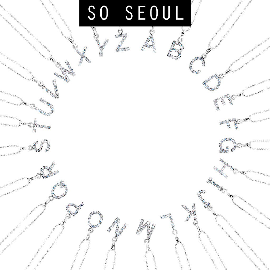SO SEOUL Personalised Initial Alphabet Letter Swarovski® Aurore Boreale Crystal Pendant Necklace