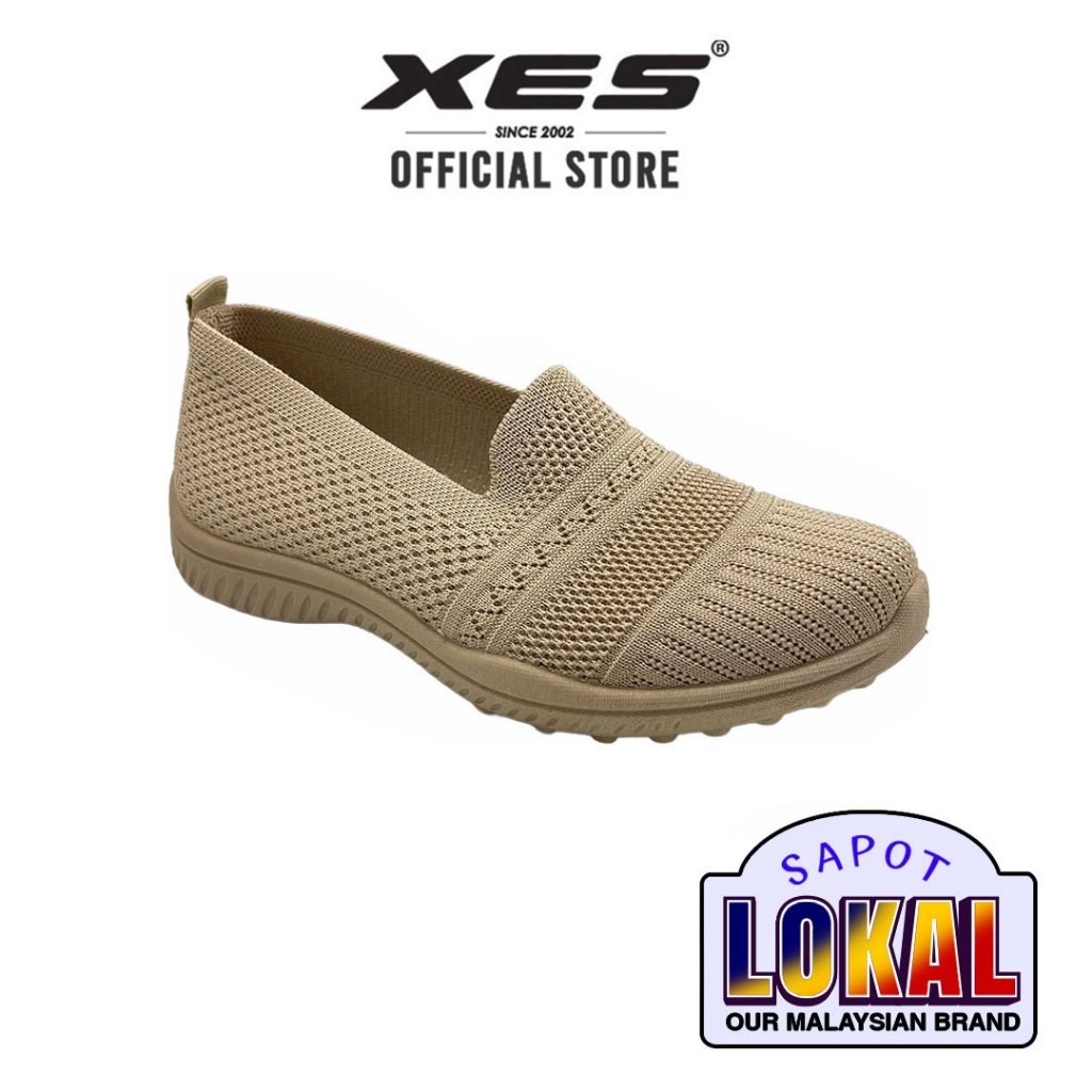 XES Ladies BSLCEL302 Breathable Comfortable Slip On Sneakers (Beige / Black / Light Purple / Navy )