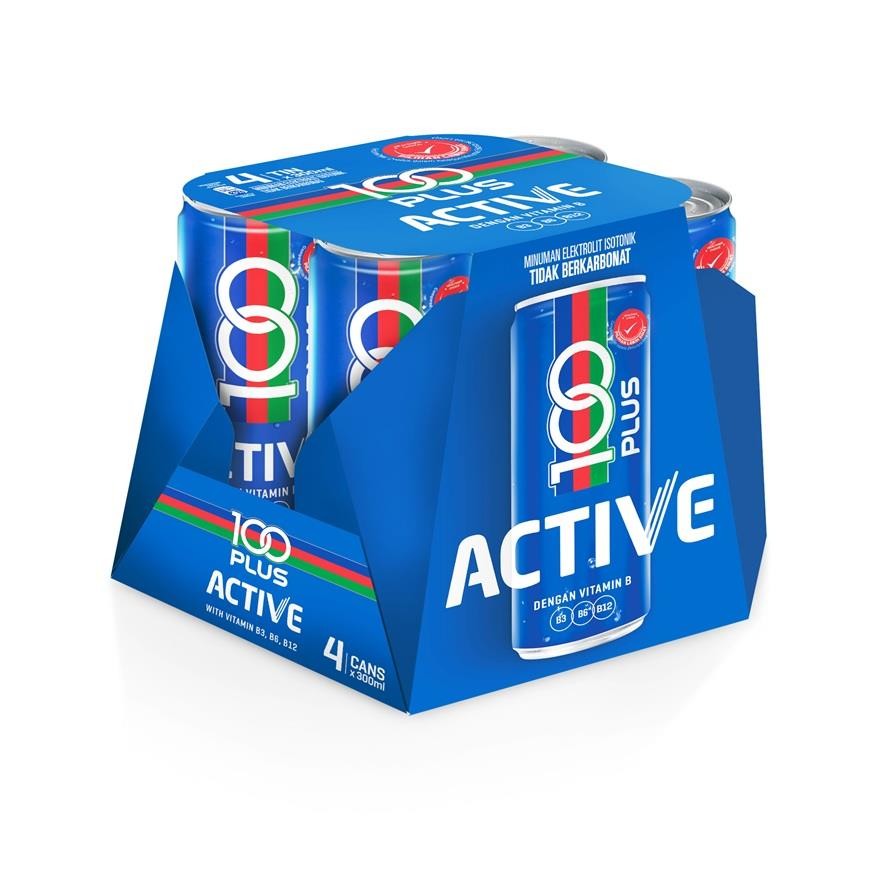 100PLUS Active Non-Carbonated Isotonic Electrolyte Drink 4x300ml