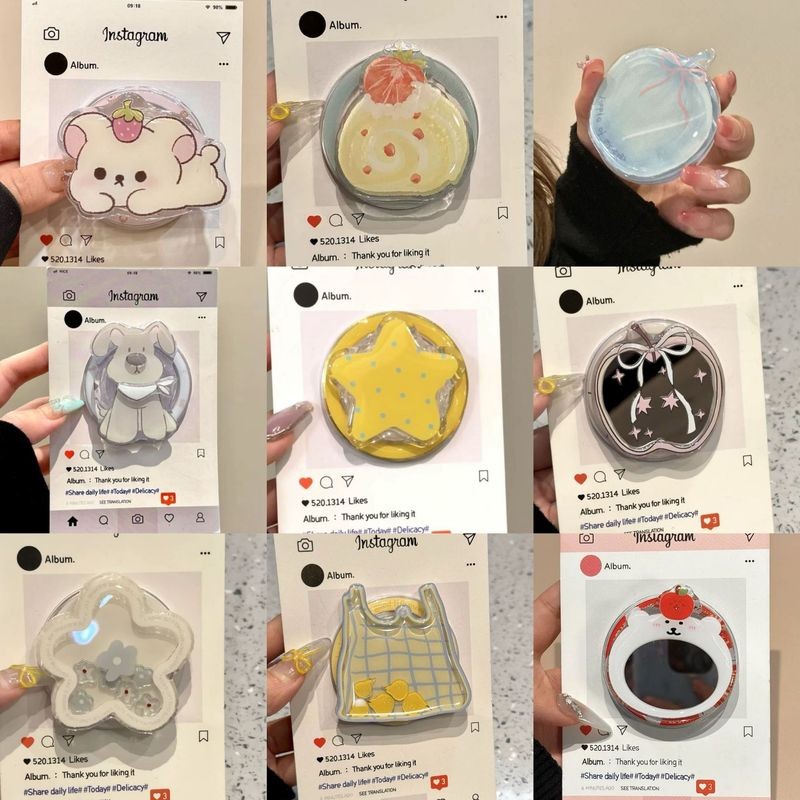 Cute ins Cartoon Bracket Suitable For MagSafe Magnetic Super Adsorption Retractable Airbag Mobile Phone