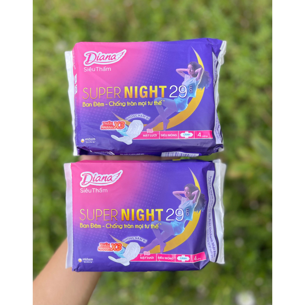 Combo of 2 packs of Diana nighttime sanitary napkins 29cm