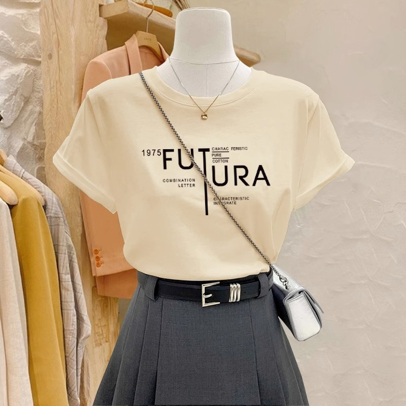 【220G 100%Cotton】SISI Blouse Korean Style Sense Niche Short  Women Chic College Style Autumn Loose T-shirt