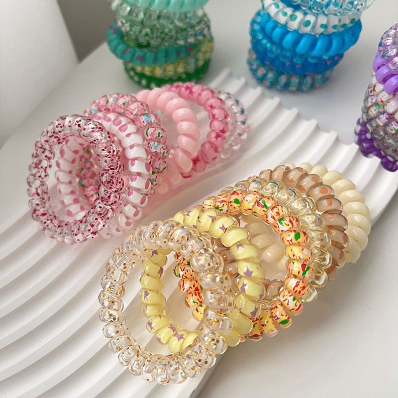 Sweet Candy Color Telephone Cord Hair Tie High Elasticity No Hair Strangle