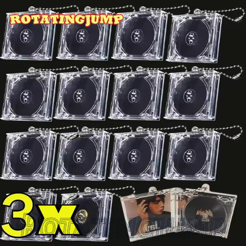Creative DIY Mini CD Case Keychain Transparent Customizable, Portable Blank Album Accessory with Bead Chain for Music Lovers Gift