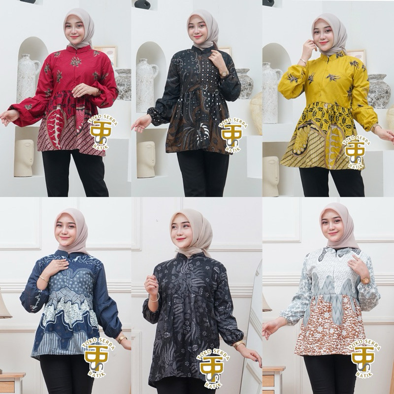 Durable Quality ATASAN BLOUSE BATIK LENGAN BALON UKURAN (M L XL XXL) WANITA