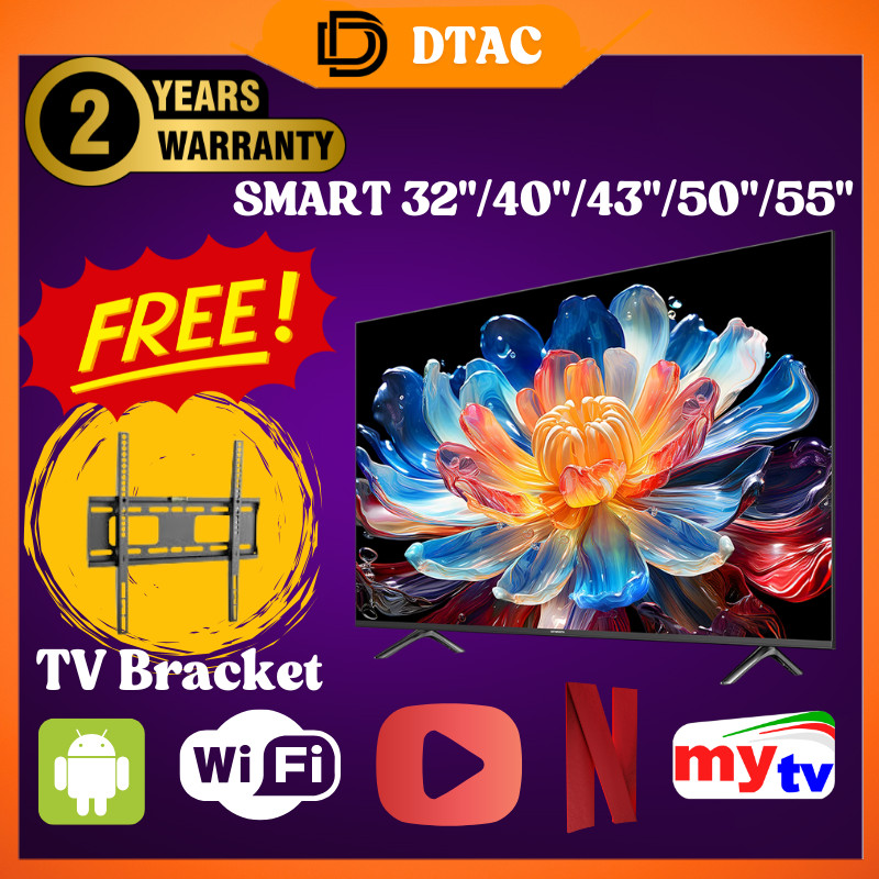 Televisyen 32/40/43/50/55 DTac TV Smart LED Murah Android Netflix HDMI Android Goggle Youtube TV