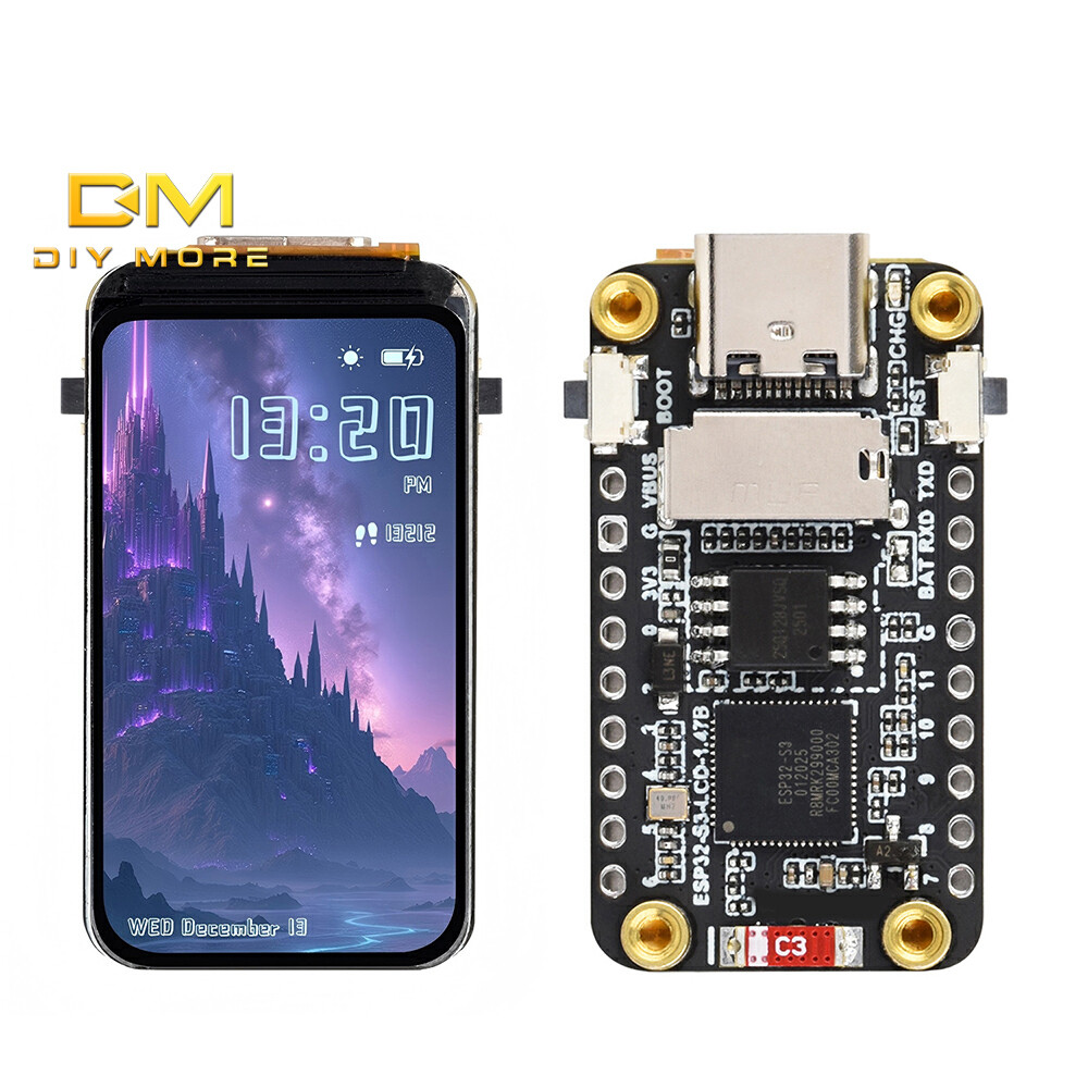 DIYMORE ESP32-S3 1.47-inch LCD Screen Development Board Wifi Bluetooth Development Board 172 × 320 Resolution Dual Core 