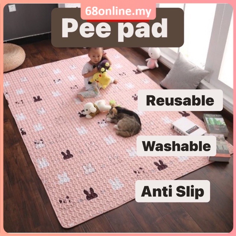 [Johor Seller] Pure Cotton Washable Pee Mat Anti Slip Pet Rabbit Dog Cat Baby Kid Play Cloth Mat Wee Mat Pet Mat Carpet